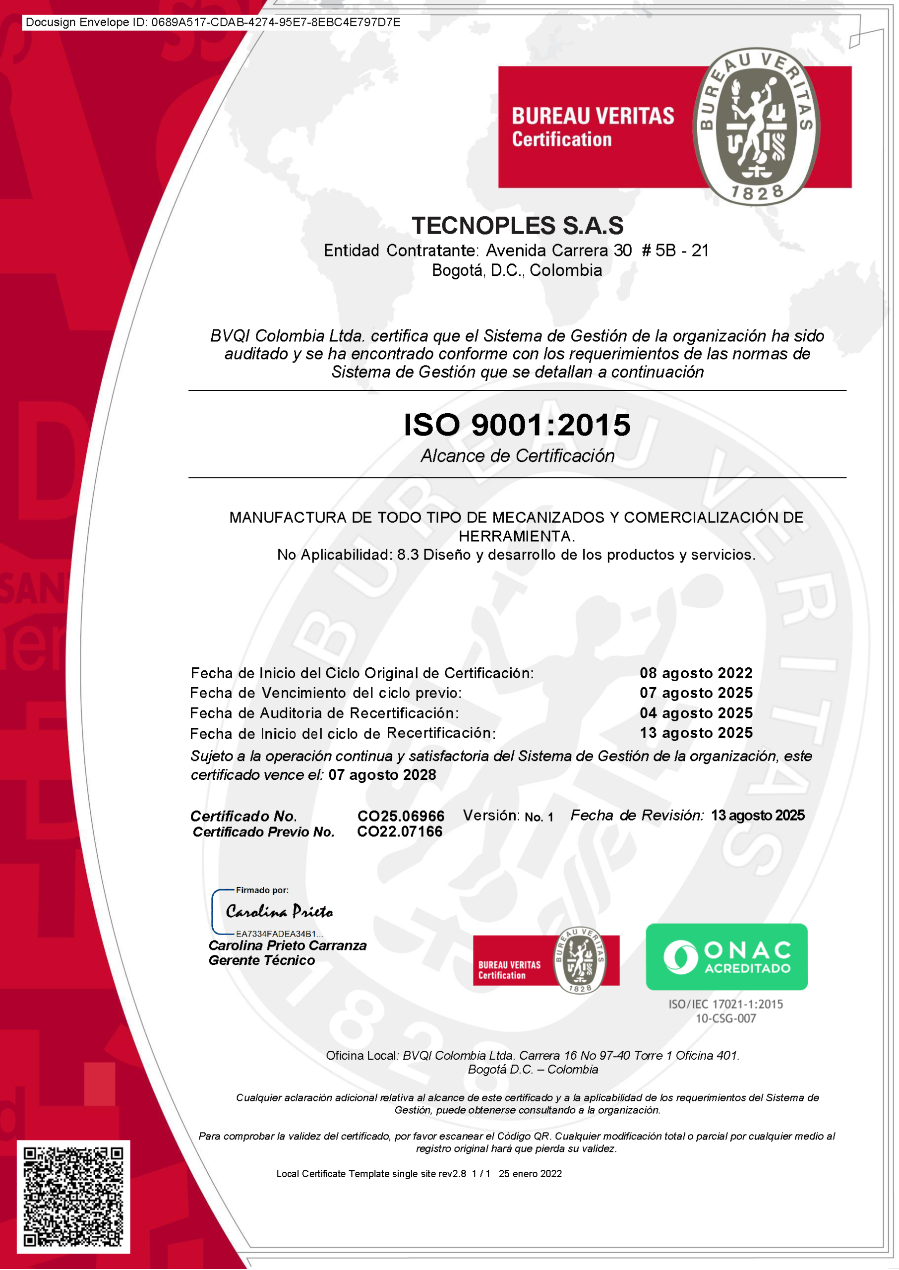Certificado Tecnoples - ISO 9001